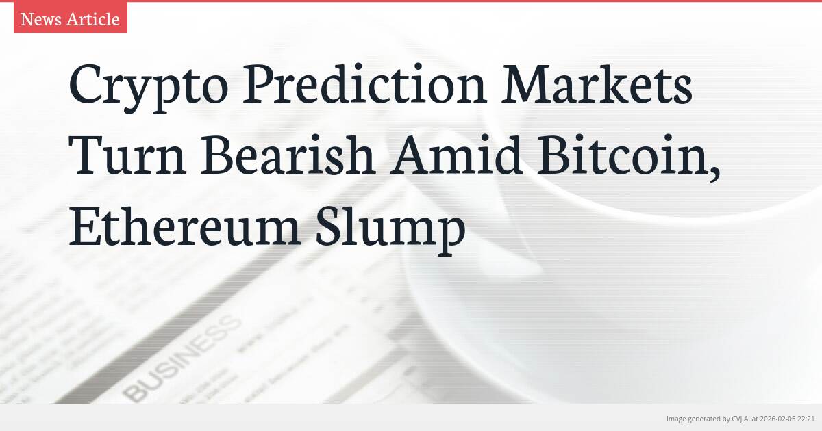 Crypto Prediction Markets Turn Bearish Amid Bitcoin, Ethereum Slump