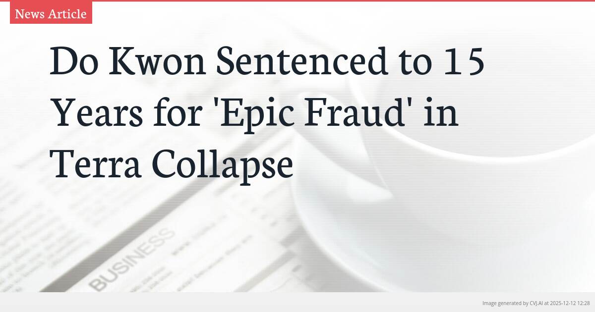 Do Kwon Sentenced to 15 Years for ‘Epic Fraud’ in Terra Collapse
