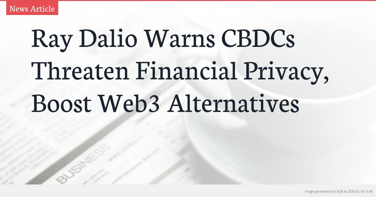 Ray Dalio Warns CBDCs Threaten Financial Privacy, Boost Web3 Alternatives