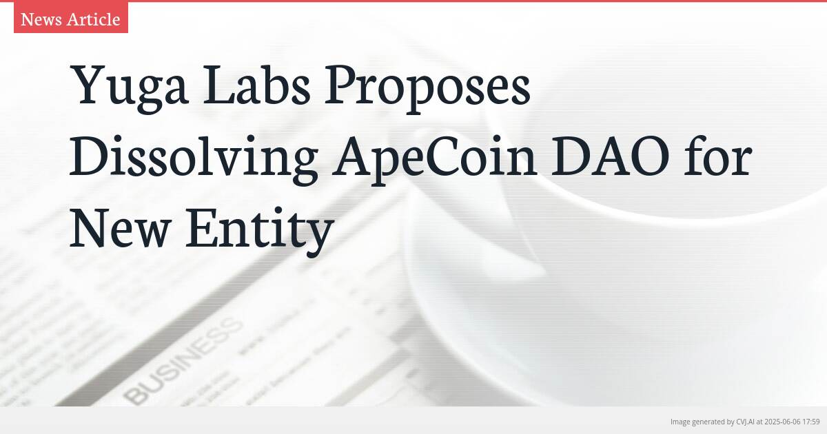 Yuga Labs Proposes Dissolving ApeCoin DAO for New Entity