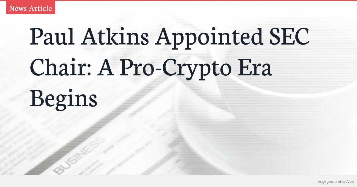 Paul Atkins Appointed SEC Chair: A Pro-Crypto Era Begins