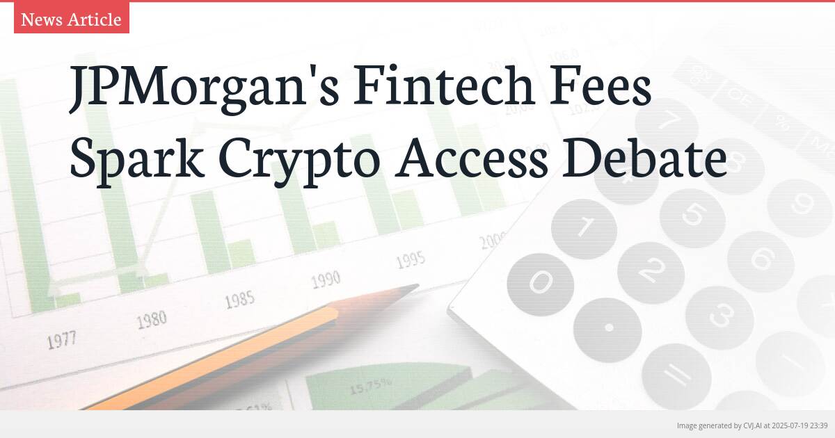 JPMorgan’s Fintech Fees Spark Crypto Access Debate