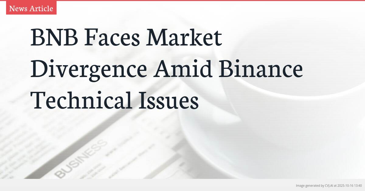 BNB Faces Market Divergence Amid Binance Technical Issues