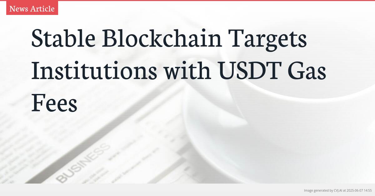Stable Blockchain Targets Institutions with USDT Gas Fees