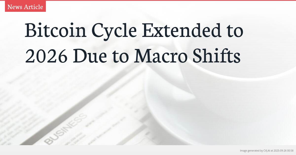 Bitcoin Cycle Extended to 2026 Due to Macro Shifts