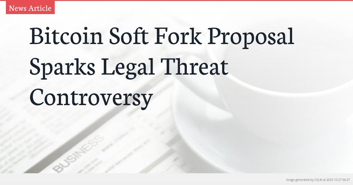 Bitcoin Soft Fork Proposal Sparks Legal Threat Controversy