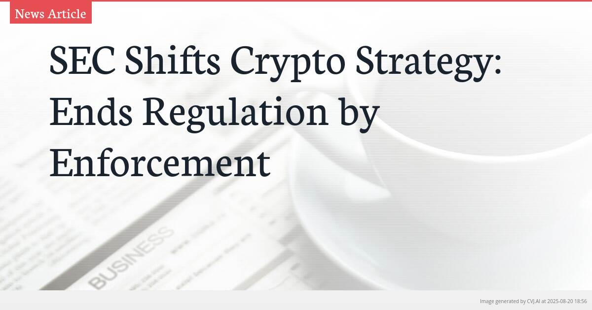 SEC Shifts Crypto Strategy: Ends Regulation by Enforcement