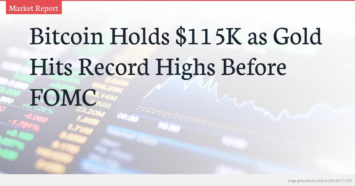 Bitcoin Holds $115K as Gold Hits Record Highs Before FOMC