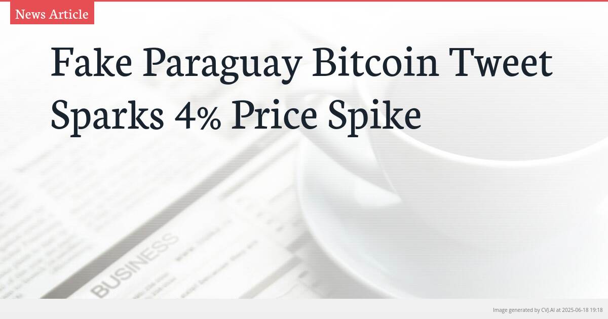 Fake Paraguay Bitcoin Tweet Sparks 4% Price Spike
