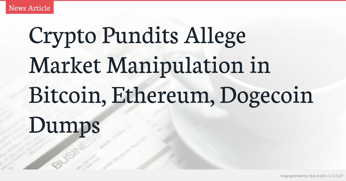 Crypto Pundits Allege Market Manipulation in Bitcoin, Ethereum, Dogecoin Dumps