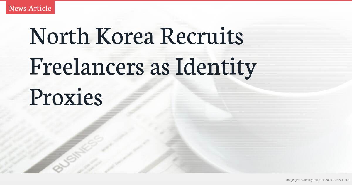 North Korea Recruits Freelancers as Identity Proxies
