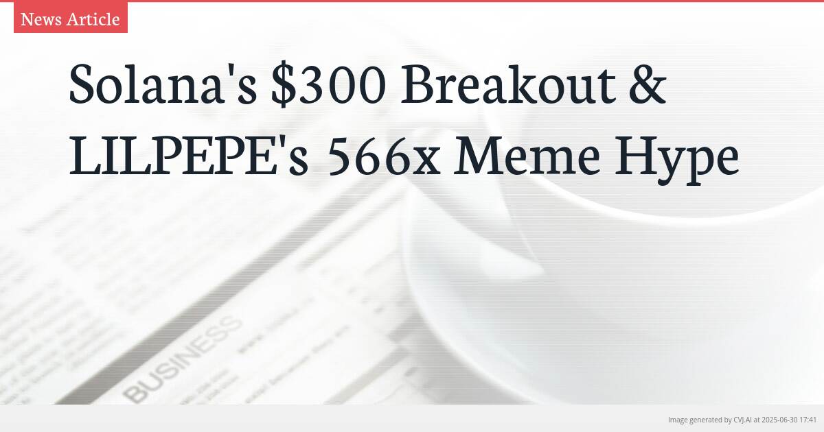 Solana’s $300 Breakout & LILPEPE’s 566x Meme Hype