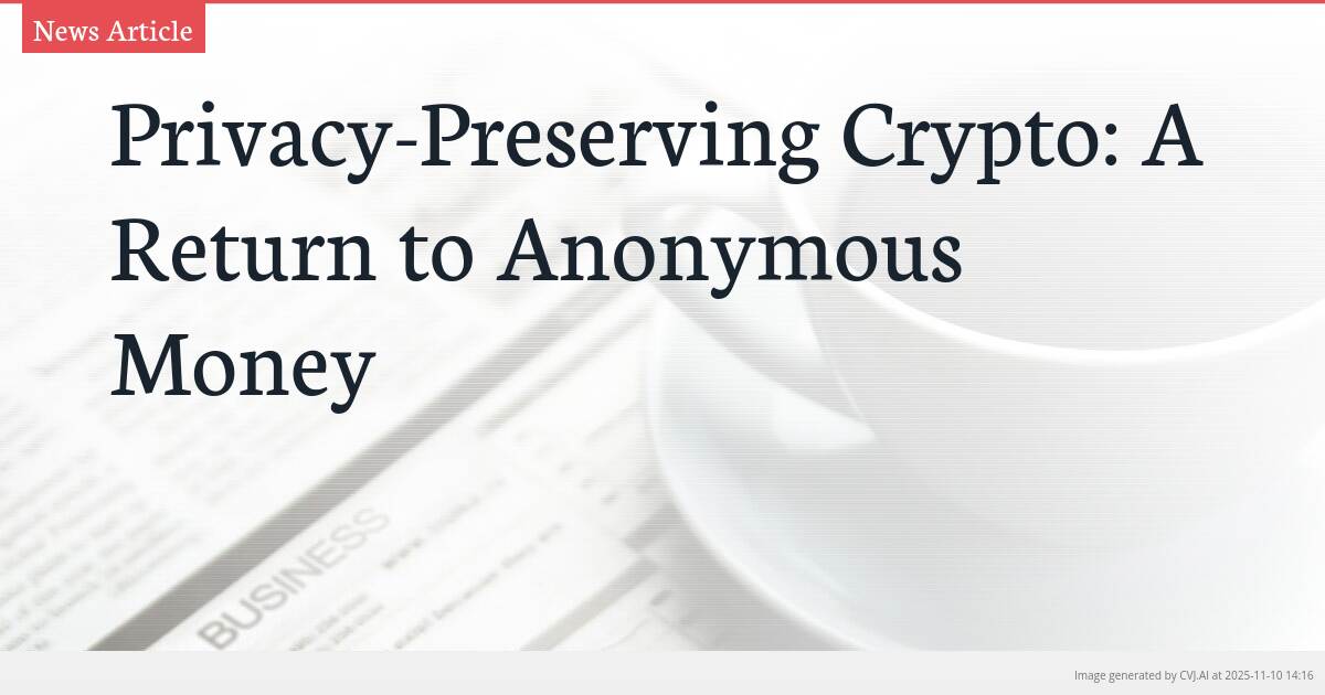 Privacy-Preserving Crypto: A Return to Anonymous Money