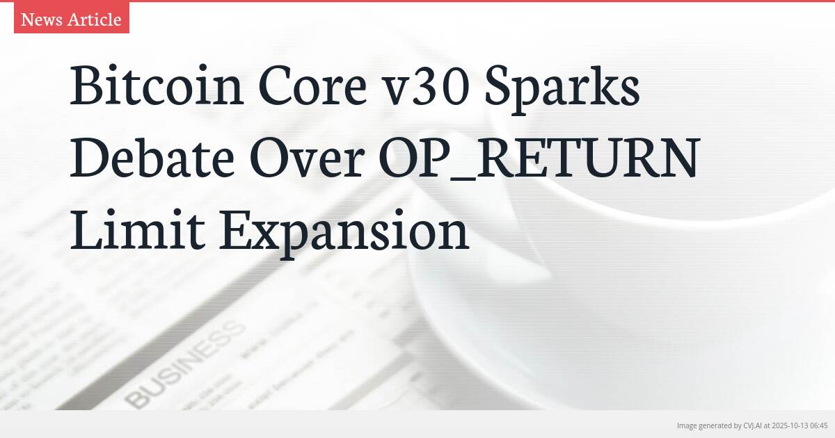 Bitcoin Core v30 Sparks Debate Over OP_RETURN Limit Expansion
