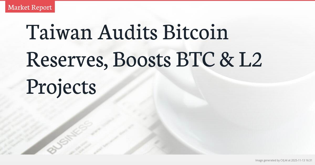 Taiwan Audits Bitcoin Reserves, Boosts BTC & L2 Projects