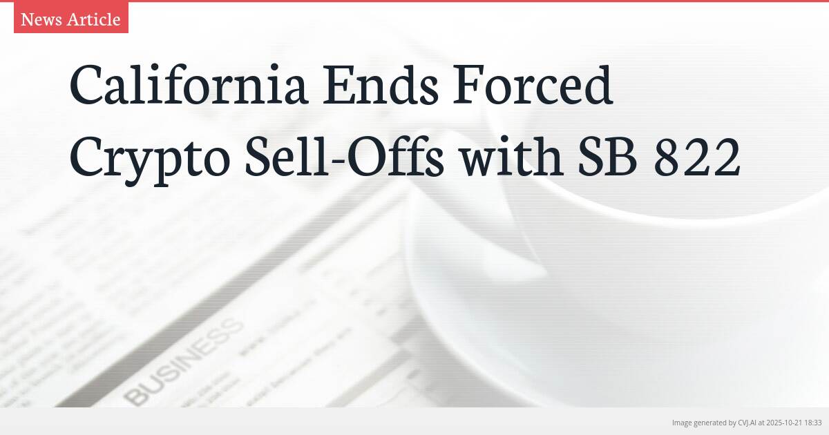 California Ends Forced Crypto Sell-Offs with SB 822