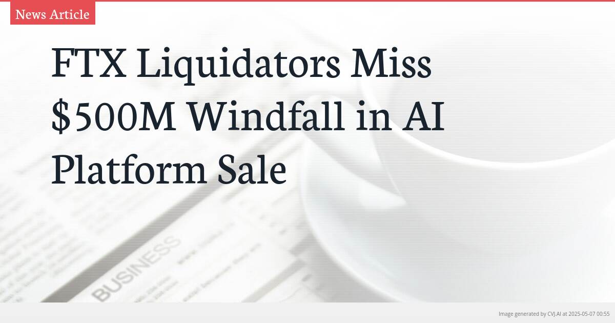 FTX Liquidators Miss $500M Windfall in AI Platform Sale