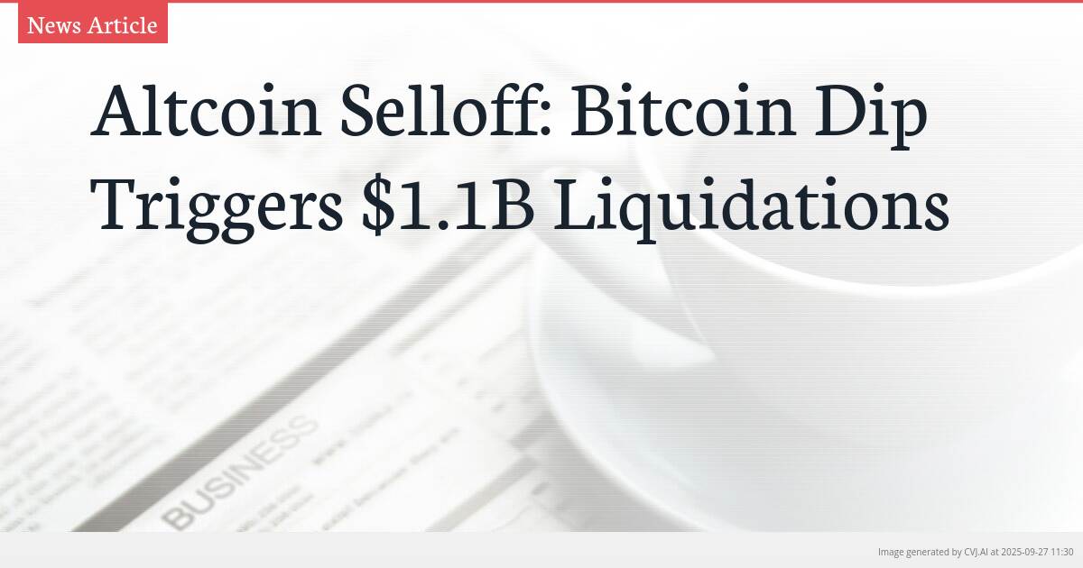 Altcoin Selloff: Bitcoin Dip Triggers $1.1B Liquidations