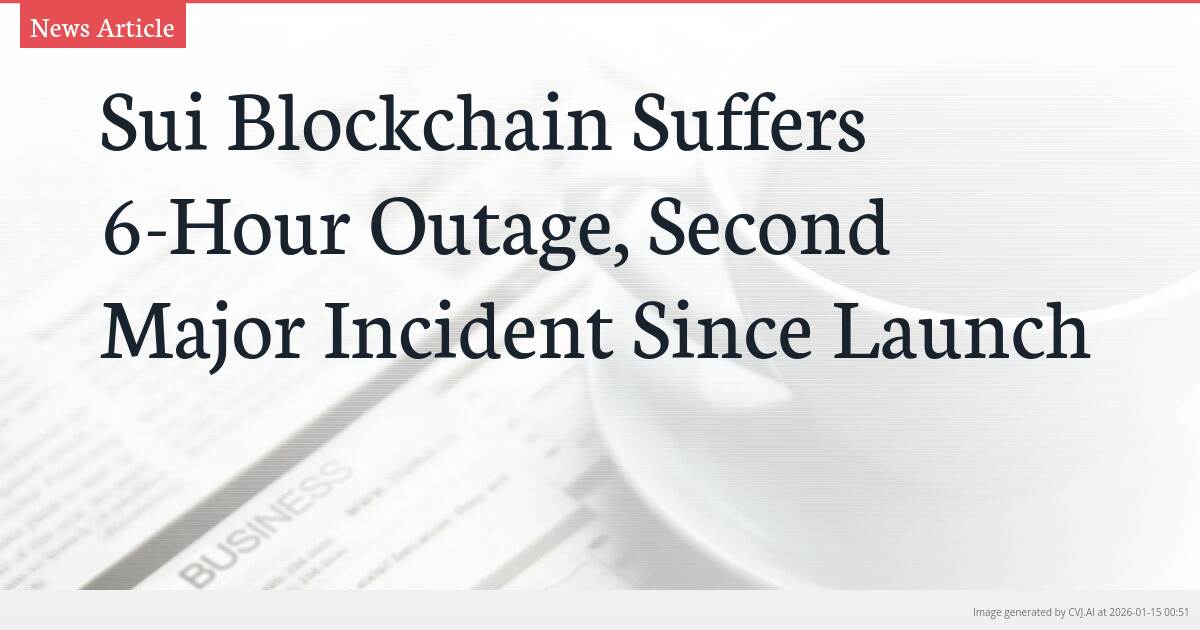 Sui Blockchain Suffers 6-Hour Outage, Second Major Incident Since Launch