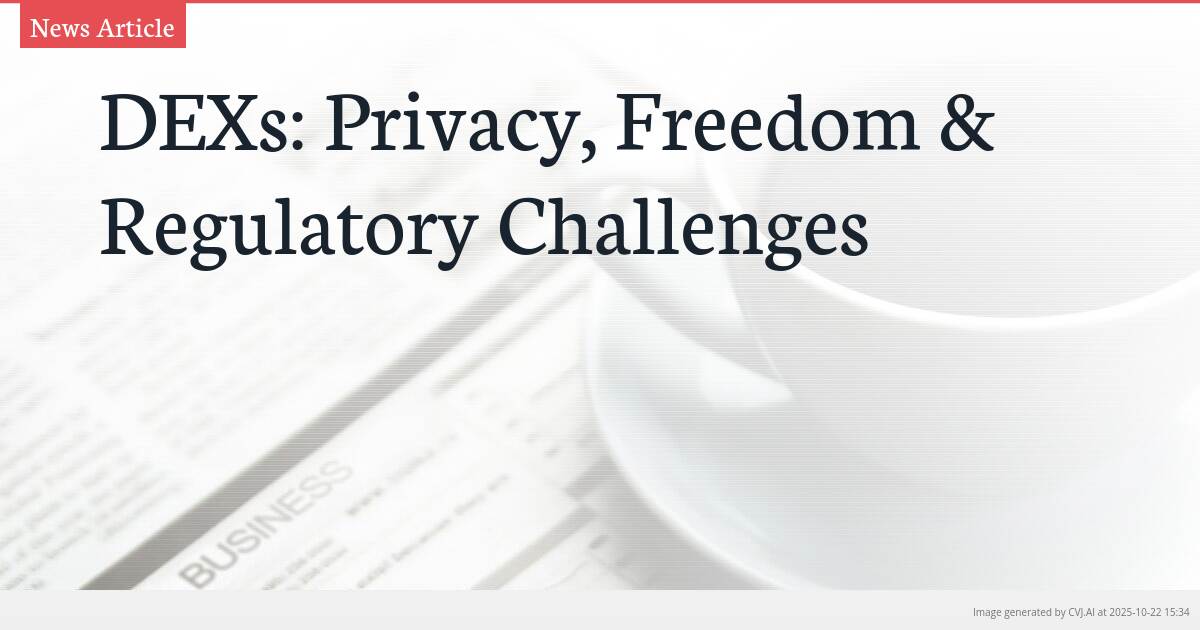 DEXs: Privacy, Freedom & Regulatory Challenges