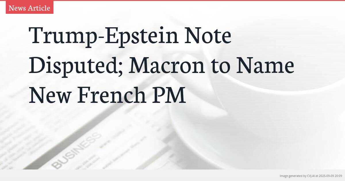 Trump-Epstein Note Disputed; Macron to Name New French PM