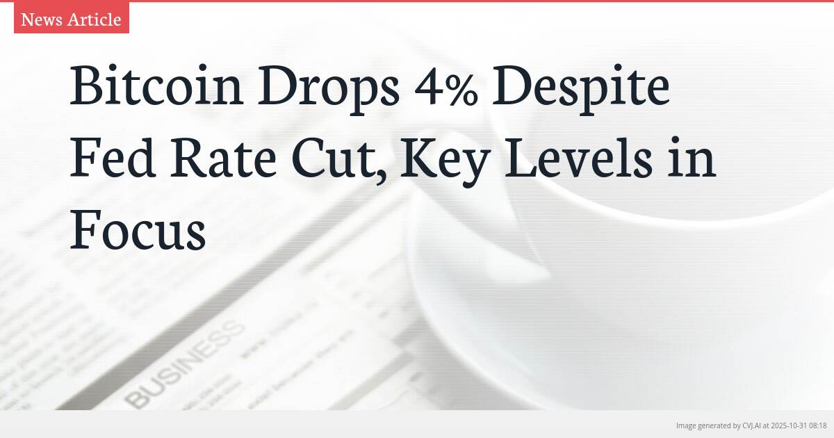 Bitcoin Drops 4% Despite Fed Rate Cut, Key Levels in Focus Bitcoin Drops 4% Despite Fed Rate Cut, Key Levels in Focus