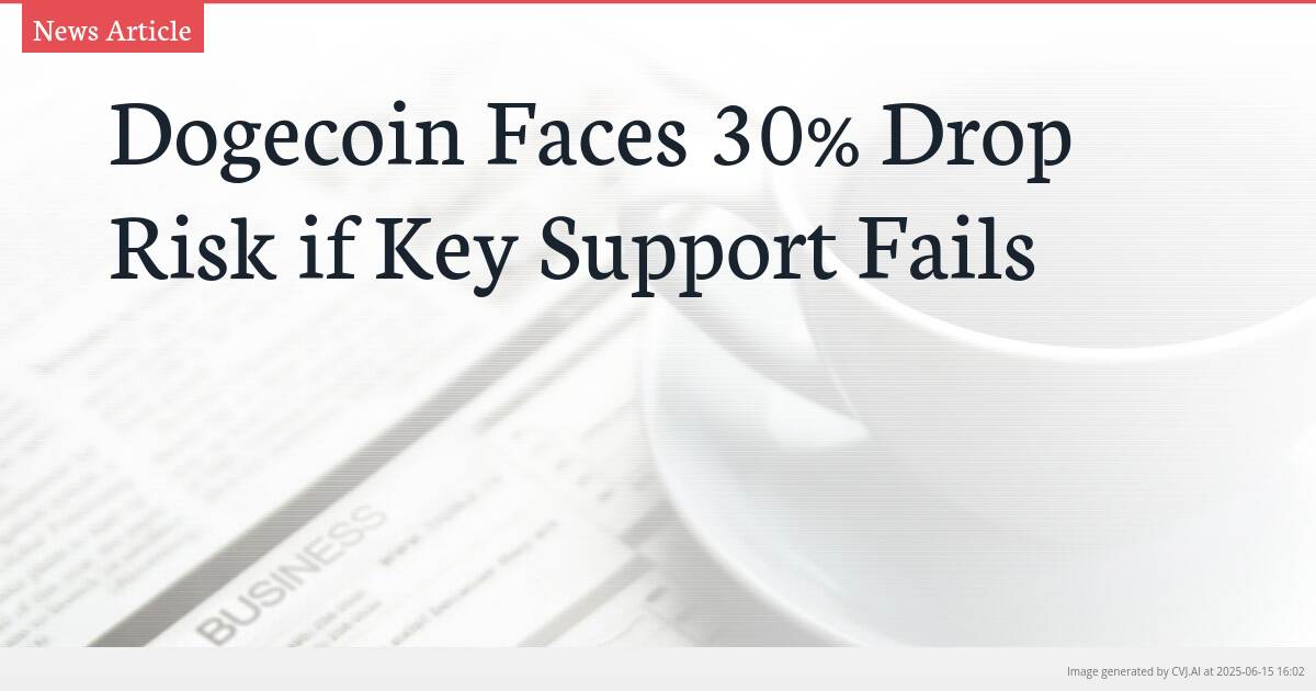 Dogecoin Faces 30% Drop Risk if Key Support Fails