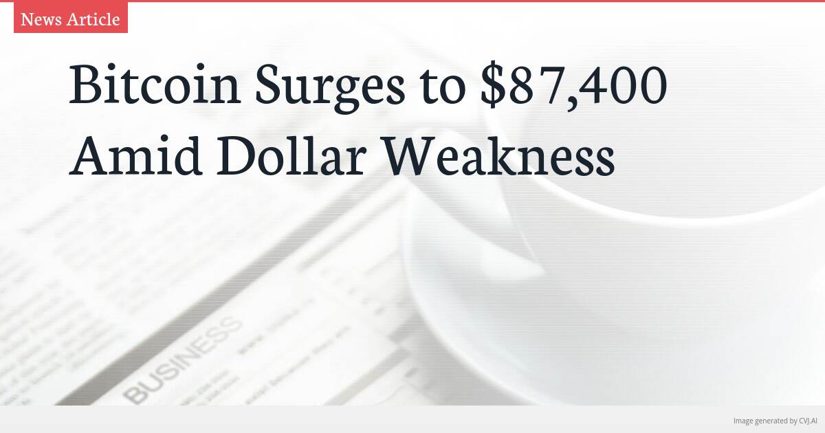Bitcoin Surges to $87,400 Amid Dollar Weakness