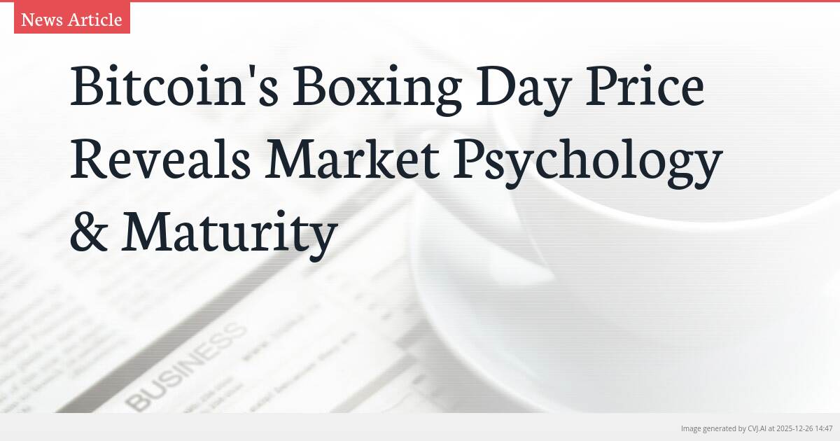 Bitcoin’s Boxing Day Price Reveals Market Psychology & Maturity