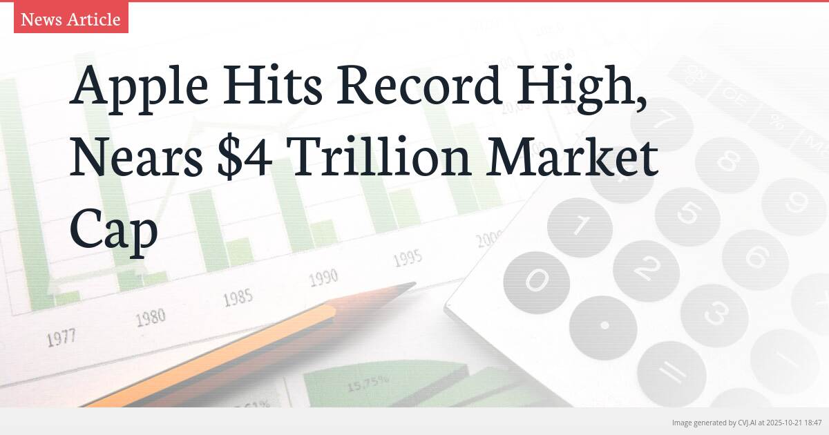Apple Hits Record High, Nears $4 Trillion Market Cap