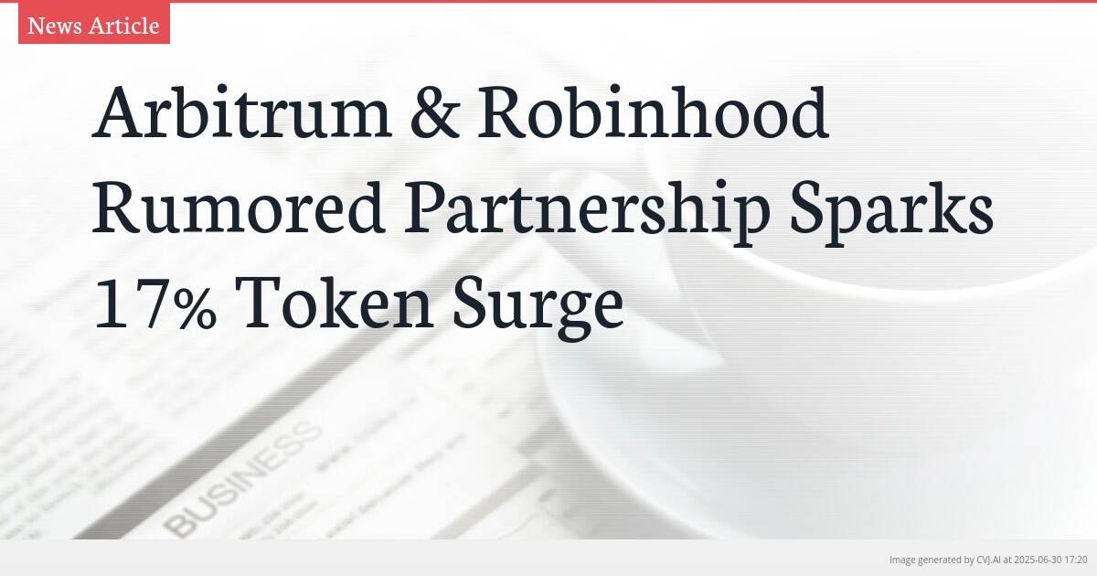 Arbitrum & Robinhood Rumored Partnership Sparks 17% Token Surge