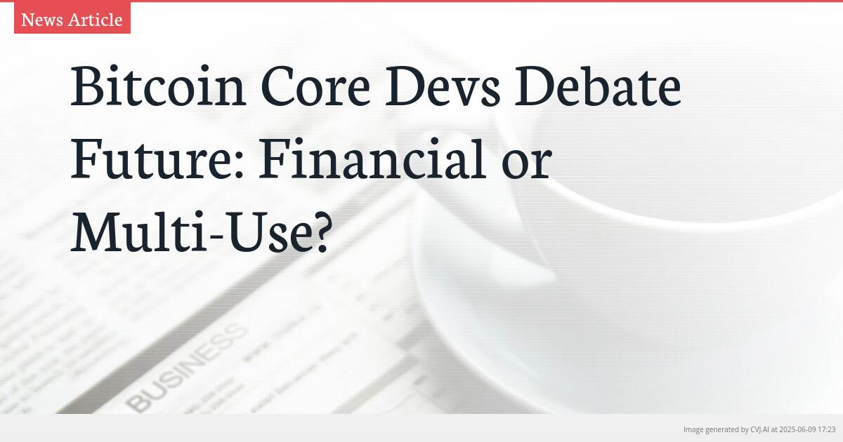 Bitcoin Core Devs Debate Future: Financial or Multi-Use?