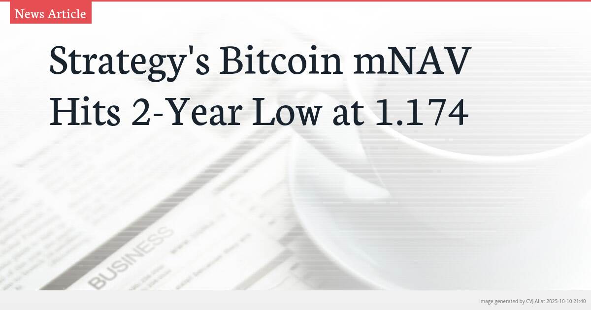 Strategy’s Bitcoin mNAV Hits 2-Year Low at 1.174