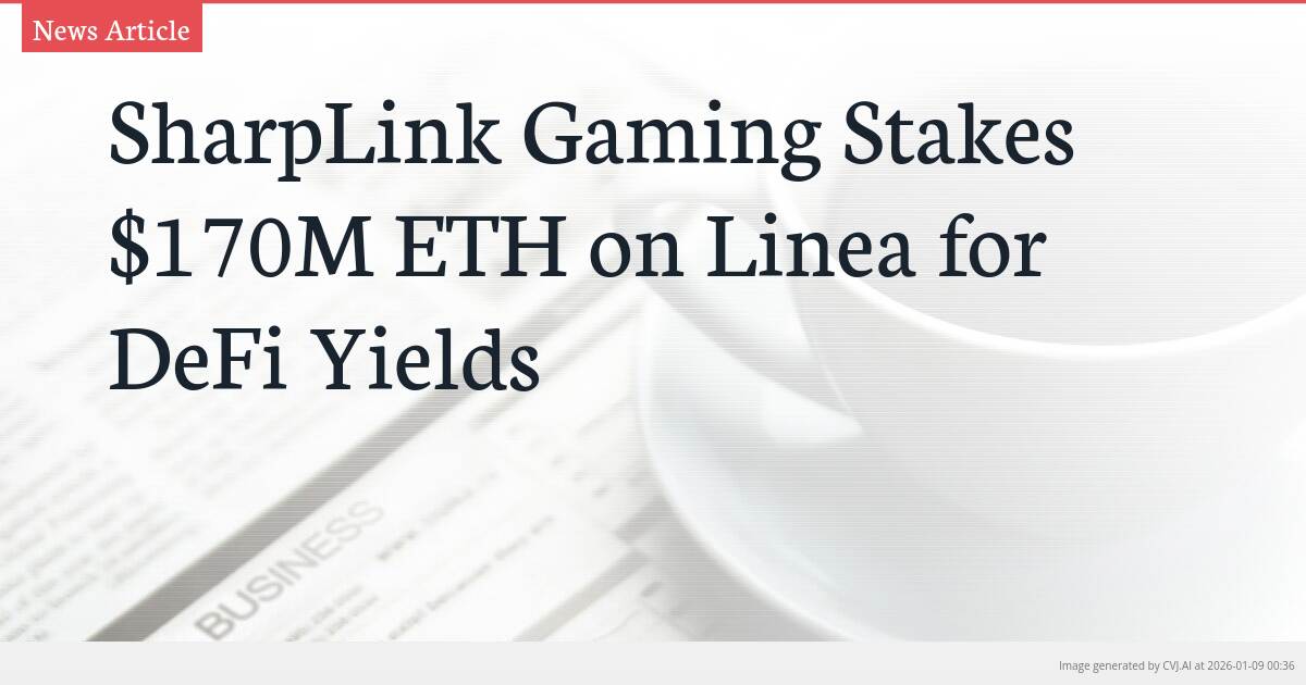 SharpLink Gaming Stakes $170M ETH on Linea for DeFi Yields