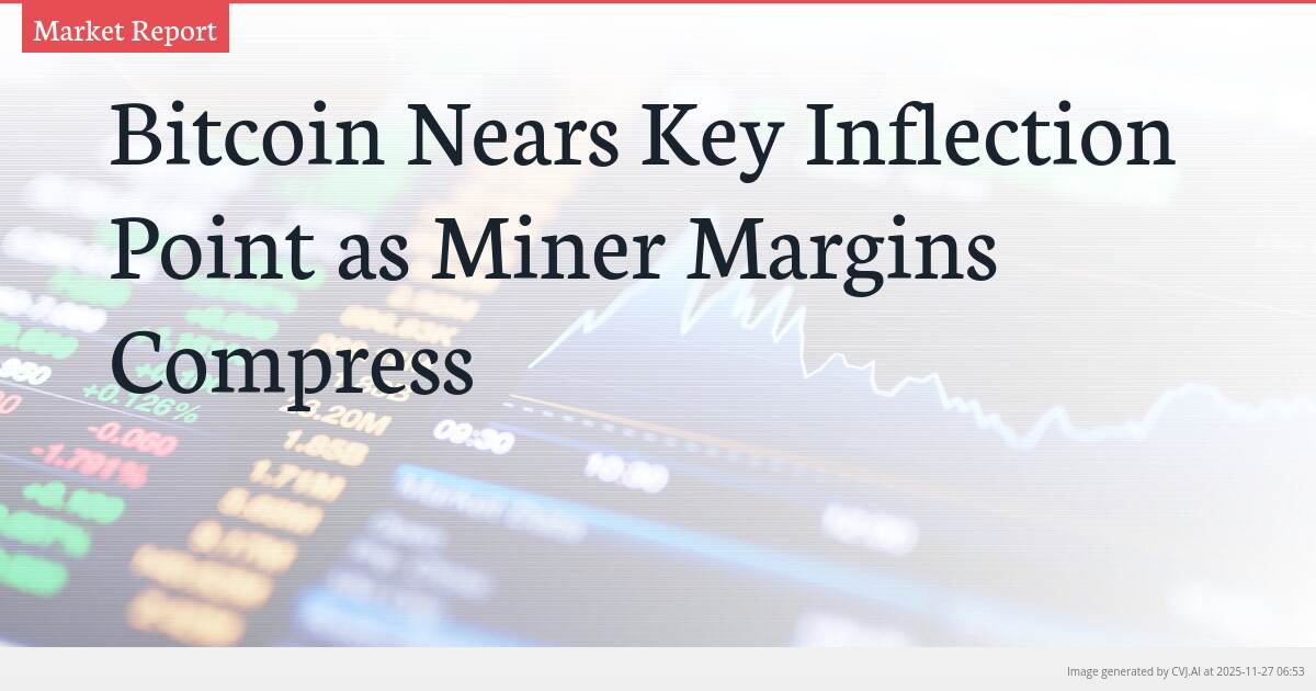 Bitcoin Nears Key Inflection Point as Miner Margins Compress