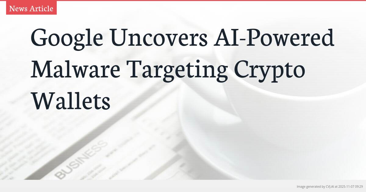 Google Uncovers AI-Powered Malware Targeting Crypto Wallets
