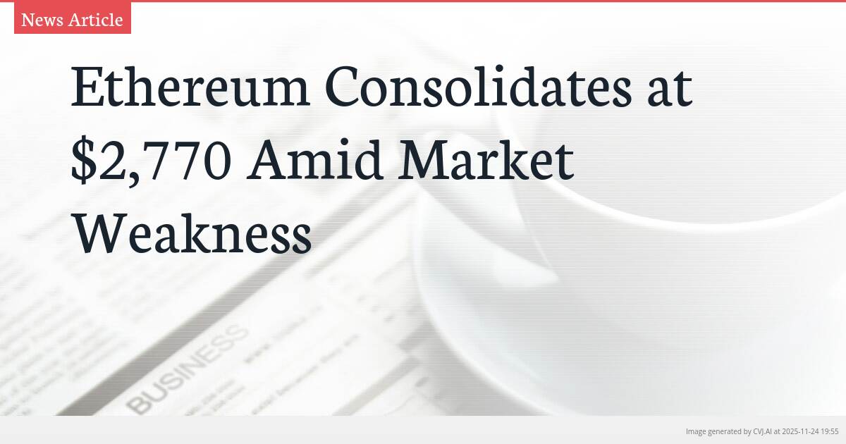 Ethereum Consolidates at $2,770 Amid Market Weakness