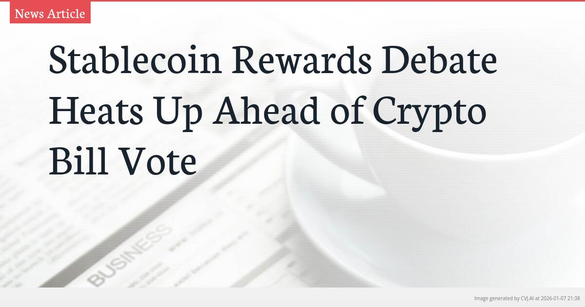 Stablecoin Rewards Debate Heats Up Ahead of Crypto Bill Vote