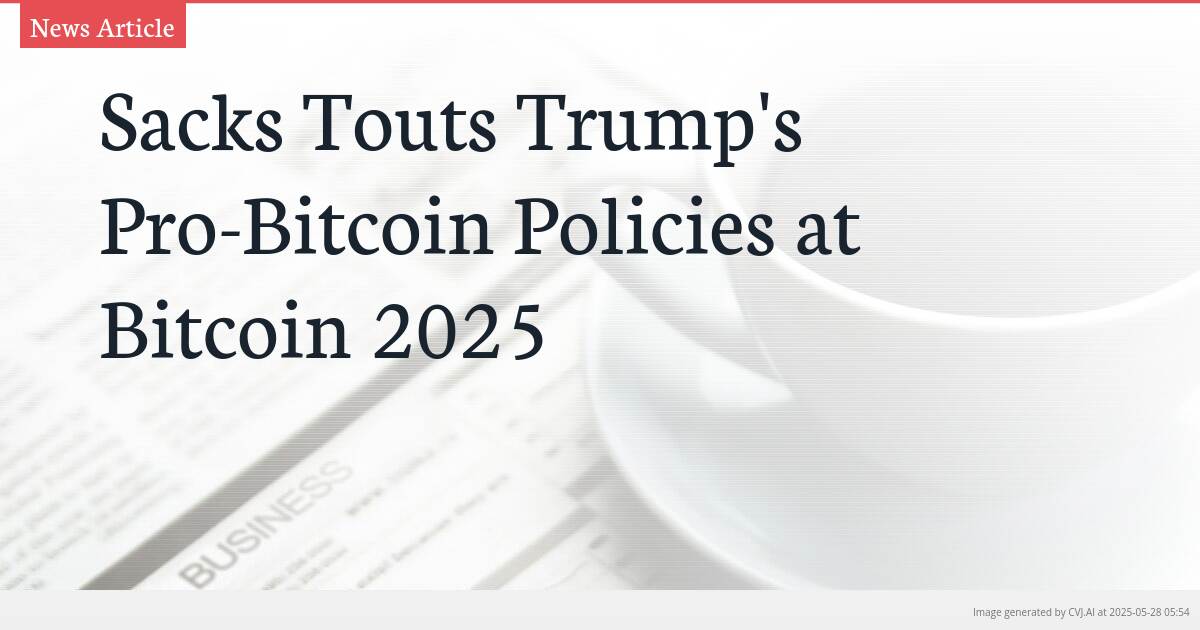 Sacks Touts Trump’s Pro-Bitcoin Policies at Bitcoin 2025