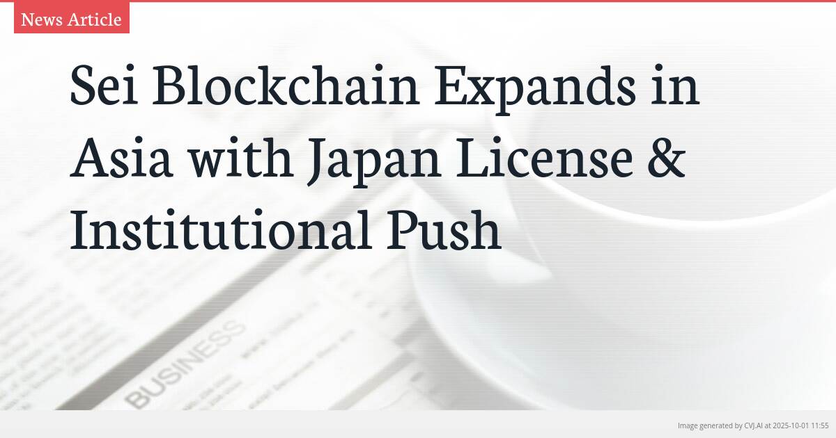 Sei Blockchain Expands in Asia with Japan License & Institutional Push