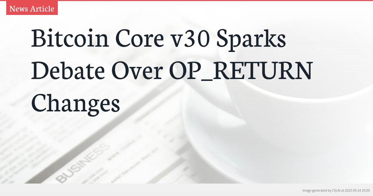 Bitcoin Core v30 Sparks Debate Over OP_RETURN Changes