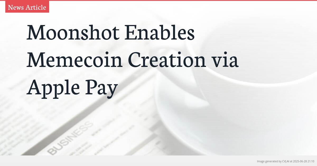 Moonshot Enables Memecoin Creation via Apple Pay