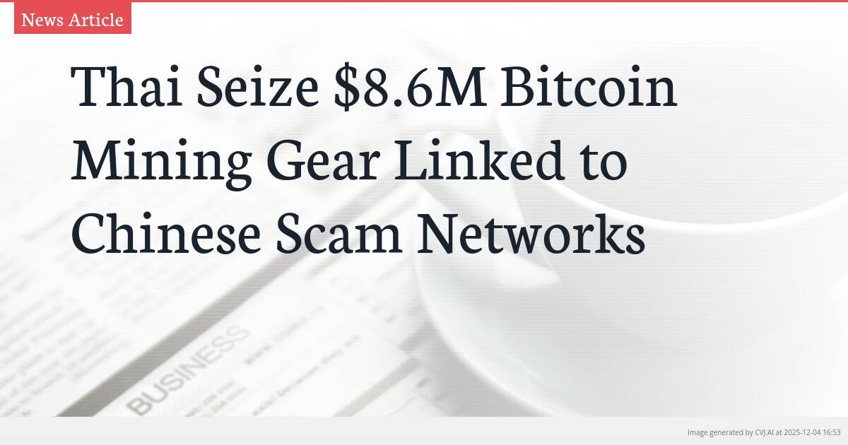 Thai Seize $8.6M Bitcoin Mining Gear Linked to Chinese Scam Networks
