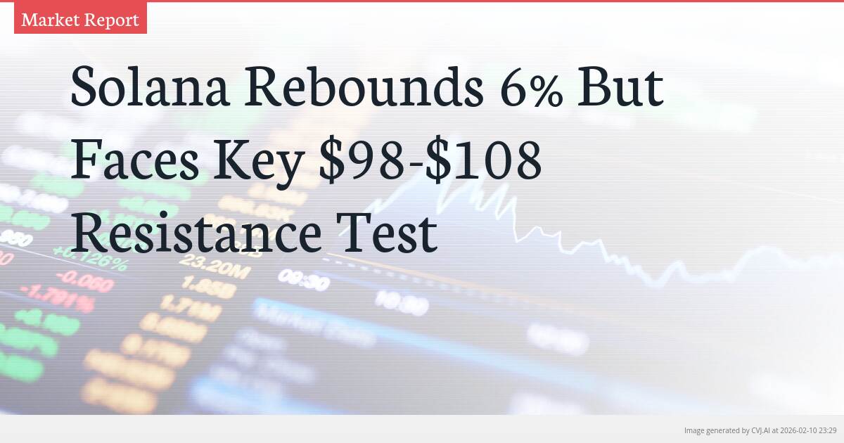 Solana Rebounds 6% But Faces Key $98-$108 Resistance Test