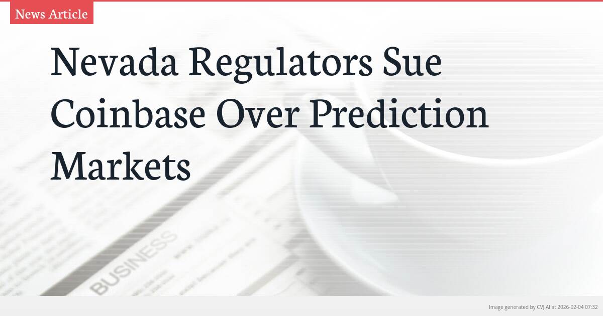 Nevada Regulators Sue Coinbase Over Prediction Markets