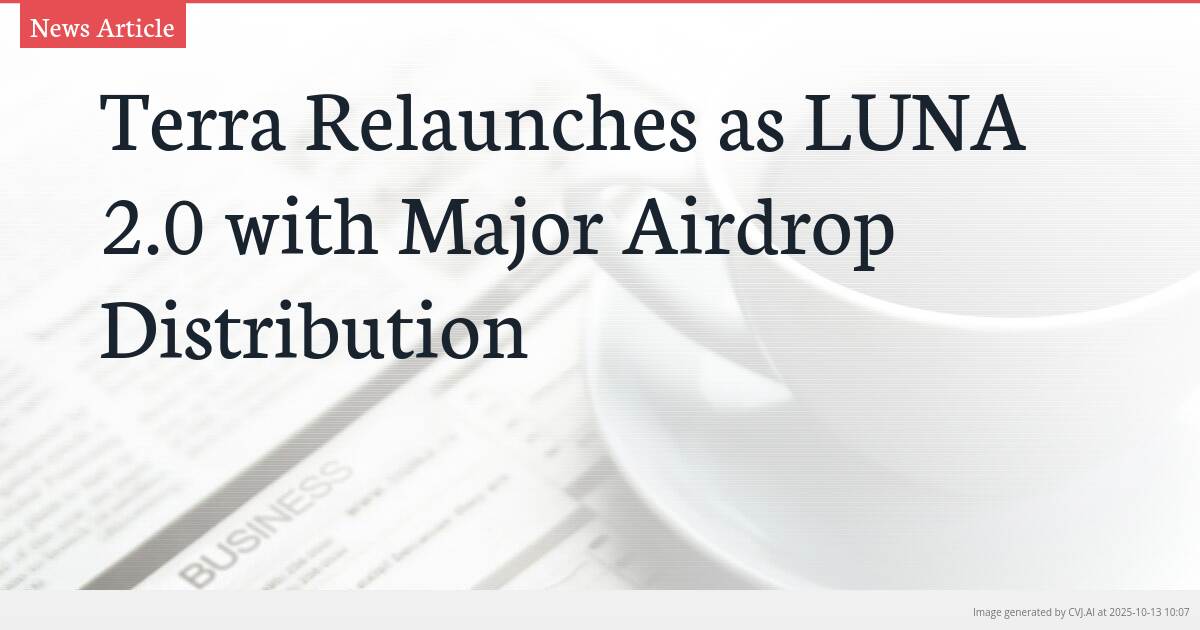 Terra Relaunches as LUNA 2.0 with Major Airdrop Distribution Terra Relaunches as LUNA 2.0 with Major Airdrop Distribution