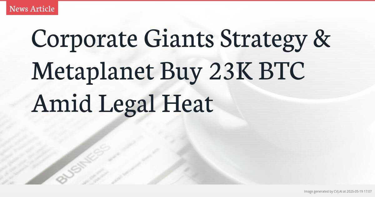 Corporate Giants Strategy & Metaplanet Buy 23K BTC Amid Legal Heat
