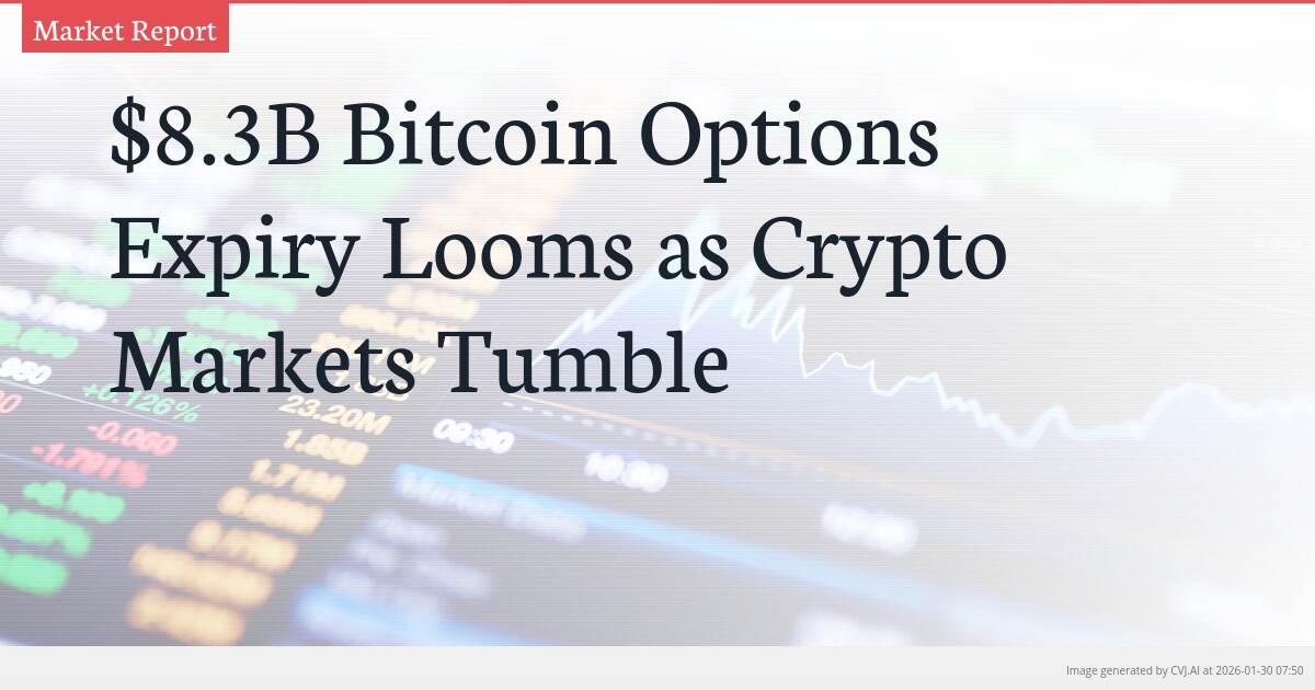$8.3B Bitcoin Options Expiry Looms as Crypto Markets Tumble