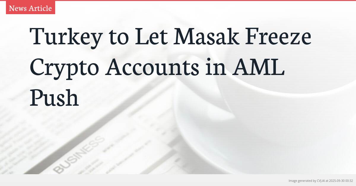 Turkey to Let Masak Freeze Crypto Accounts in AML Push