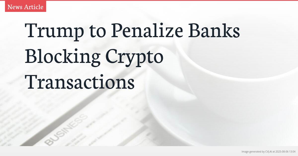 Trump to Penalize Banks Blocking Crypto Transactions